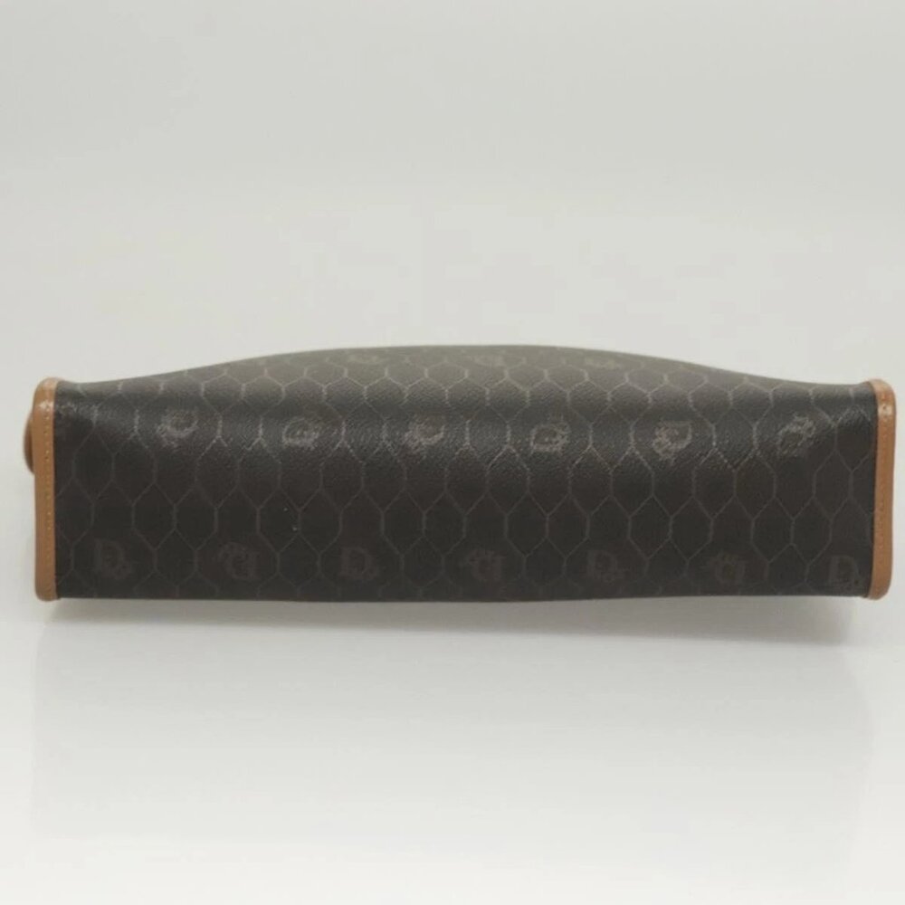 Christian Dior Honeycomb Canvas Clutch Bag PVC Black Auth BA2650 - Picture 7 of 16
